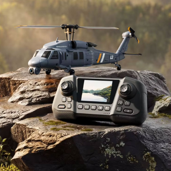 Stuff Certified® Hélicoptère 4D-L2 - Drone RC 6 axes 8K avec caméra et écran - Gris