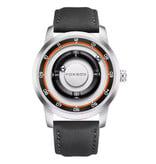 FOXBOX FOXBOX Men's Watch - Floating Magnetic Hand Wristwatch - Shock Resistant 3 ATM - Silver Leather