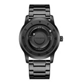 FOXBOX FOXBOX Men's Watch - Floating Magnetic Hand Wristwatch - Shock Resistant 3 ATM - Black Steel