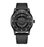 FOXBOX FOXBOX Herrenuhr – Magnetische Armbanduhr mit schwebendem Zeiger – Stoßfest bis 3 ATM – Schwarz-Weiß-Silikon