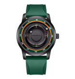 FOXBOX FOXBOX Men's Watch - Floating Magnetic Hand Wristwatch - Shock Resistant 3 ATM - Green Silicone