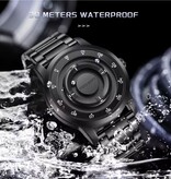 FOXBOX Reloj de pulsera FOXBOX para hombre con manecillas magnéticas flotantes, resistente a golpes de 3 ATM y fabricado en silicona negra.