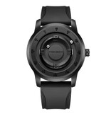 FOXBOX Orologio da uomo FOXBOX - Orologio da polso con lancetta magnetica galleggiante - Resistente agli urti 3 ATM - Silicone nero