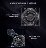 FOXBOX FOXBOX Herrenuhr – Magnetische Armbanduhr mit schwebendem Zeiger – Stoßfest bis 3 ATM – Schwarzes und weißes Lederarmband