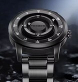 FOXBOX FOXBOX Herrenuhr – Magnetische Armbanduhr mit schwebendem Zeiger – Stoßfest bis 3 ATM – Silber-rotes Silikon