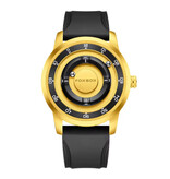 FOXBOX FOXBOX Herrenuhr – Magnetische Armbanduhr mit schwebendem Zeiger – Stoßfest bis 3 ATM – Goldfarbenes Lederarmband - Copy