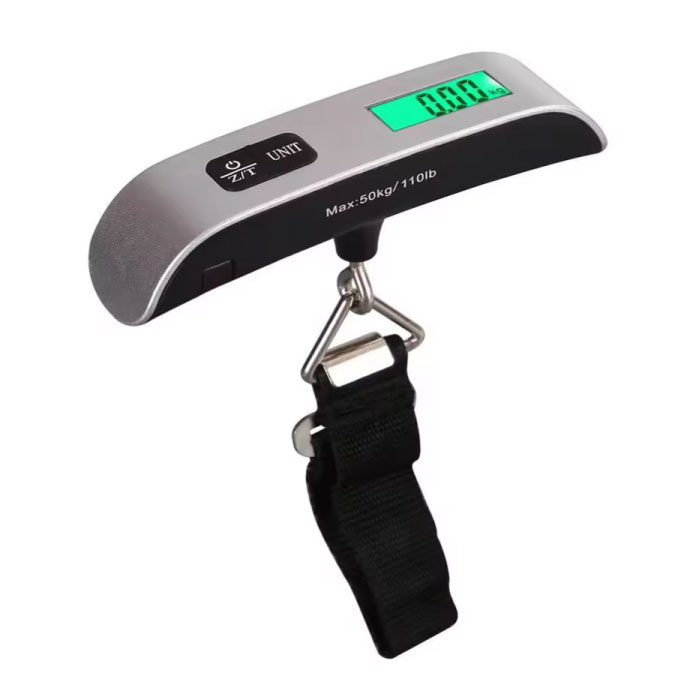 ZUIDID Bilancia digitale da appendere con gancio - 50 kg / 10 g - Bilancia per valigie - Argento