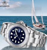 Addiesdive MY-H3-C Men's Watch - Ceramic Bezel Luminous Dive Watch - 200m Water Resistant - Black Silver