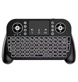 MRSVI Miniteclado inalámbrico iluminado V8 - QWERTY - 2.4GHz / Bluetooth para reproductor multimedia y ordenador