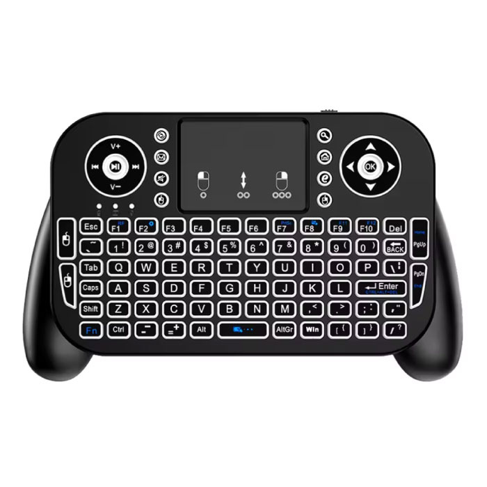 Miniteclado inalámbrico iluminado V8 - QWERTY - 2.4GHz / Bluetooth para reproductor multimedia y ordenador
