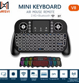 MRSVI V8 Illuminated Wireless Mini Keyboard - QWERTY - 2.4GHz / Bluetooth for Media Player Computer