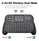 MRSVI V8 Beleuchtete kabellose Mini-Tastatur – QWERTZ – 2,4 GHz / Bluetooth für Mediaplayer-Computer