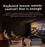 MRSVI Miniteclado inalámbrico iluminado V8 - QWERTY - 2.4GHz / Bluetooth para reproductor multimedia y ordenador