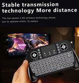 MRSVI Mini tastiera wireless illuminata V8 - QWERTY - 2,4 GHz / Bluetooth per lettore multimediale e computer