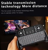 MRSVI Miniteclado inalámbrico iluminado V8 - QWERTY - 2.4GHz / Bluetooth para reproductor multimedia y ordenador
