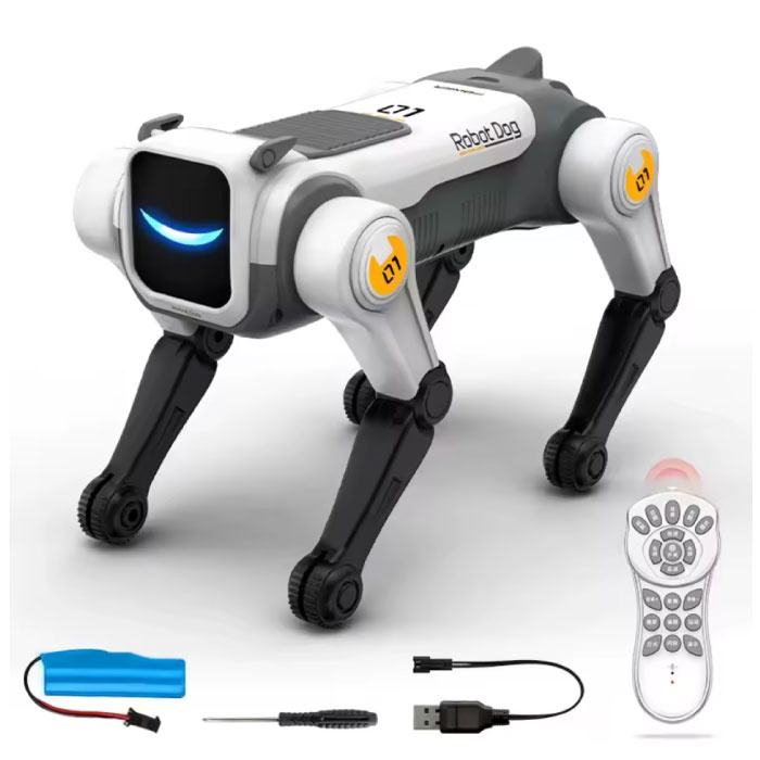 Fremego RC Robot Hond met Spraakgestuurde Afstandsbediening - Stunt Speelgoed Mechanisch Bestuurbaar Dier - Wit