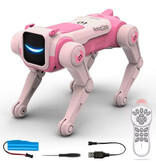 Fremego RC Robot Dog with Voice-Controlled Remote Control - Stunt Toy Mechanically Controlled Animal - Pink