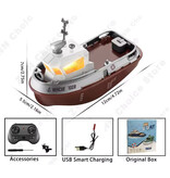 ZWN Remote Controlled RC Boat - Waterproof Pool Toy Ship at 1:32 Scale - Brown