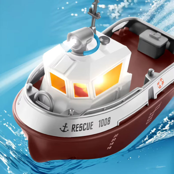 Ferngesteuertes RC-Boot – Wasserdichtes Poolspielzeugschiff im Maßstab 1:32 – Braun