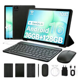 Evermyth Tablet Android X109L con tastiera - Display da 10,1 pollici - Memoria interna da 128 GB - Batteria da 6000 mAh - Nero