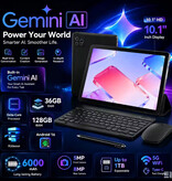 Evermyth X109L Android Tablet with Keyboard - 10.1 Inch Display - 128 GB Storage - 6000mAh Battery - Black