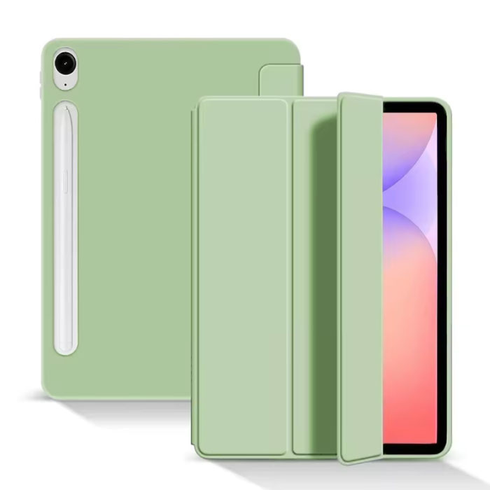 Stuff Certified® Funda flexible tipo libro para Samsung Galaxy Tab S8 (11") - Funda multifuncional plegable con soporte - Verde claro