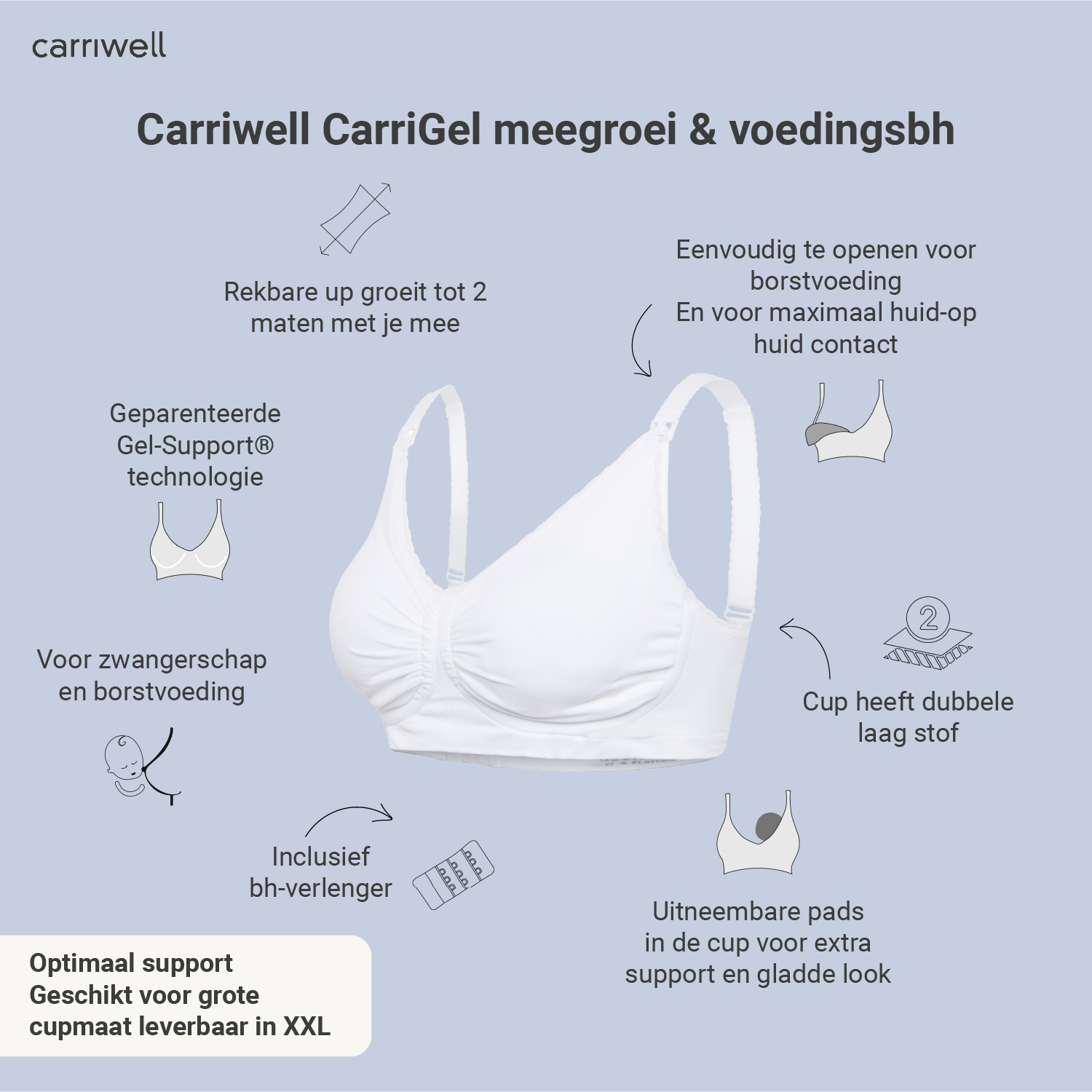 Carriwell Carriwell Voedingsbh Padded + Gelbeugel - Wit