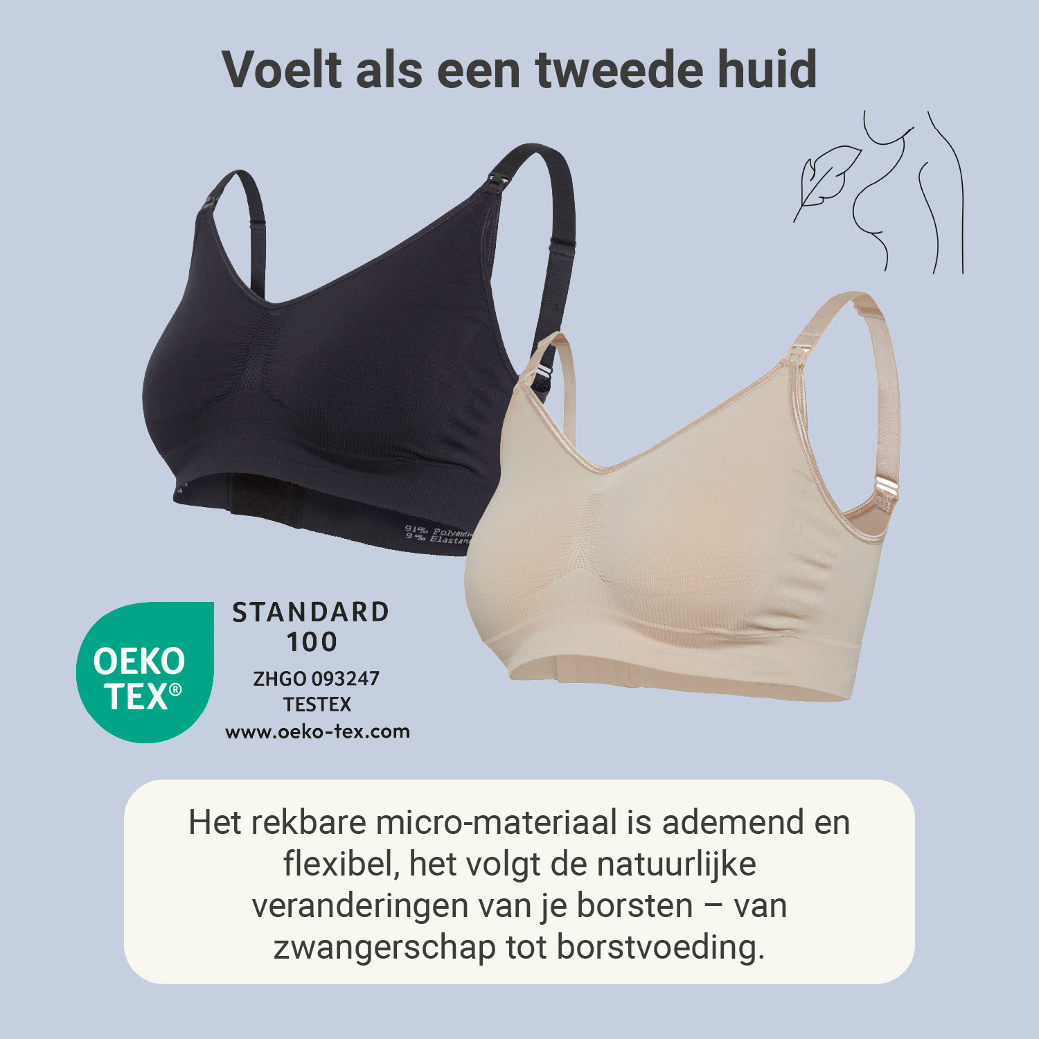 Carriwell Carriwell Meegroei- & Voedingsbh Original -DUOPak honey zwart