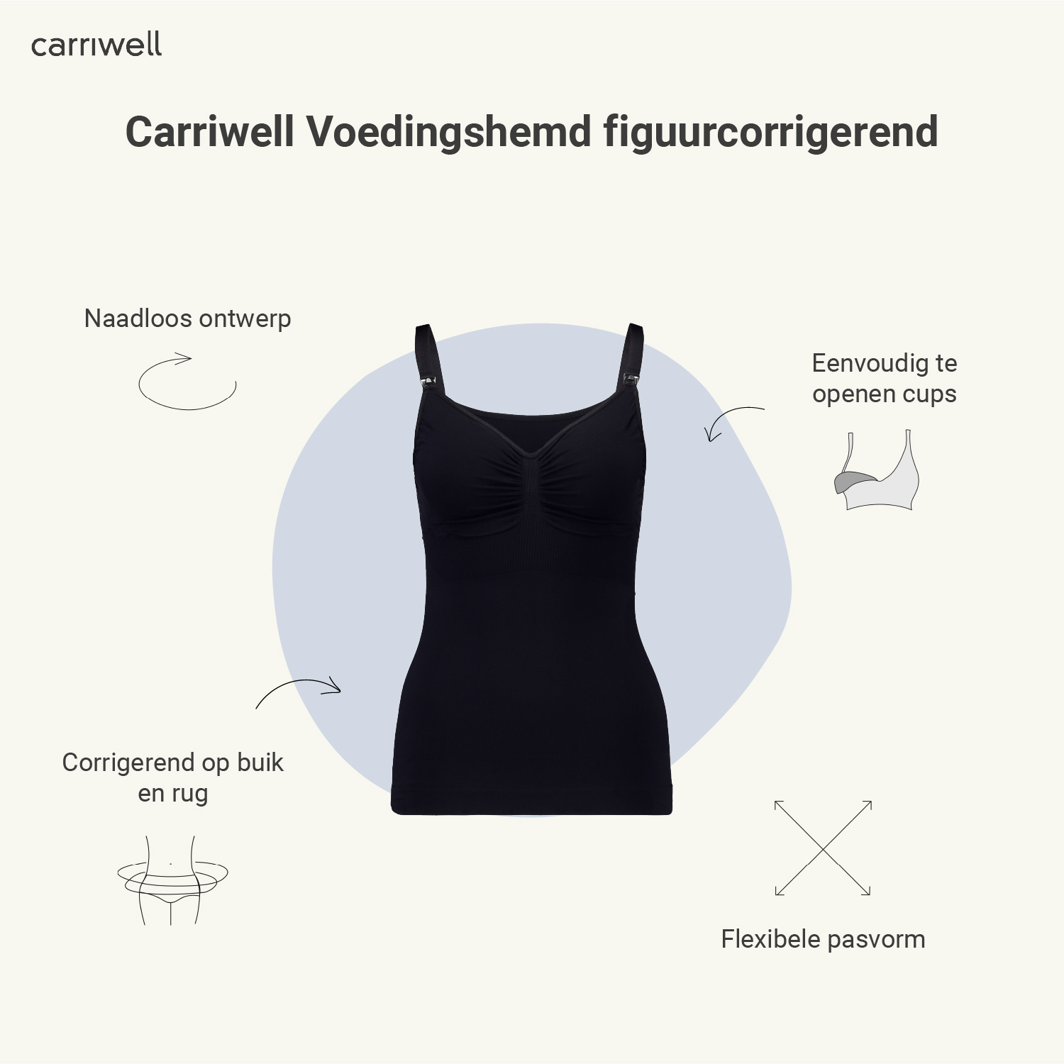 Carriwell Carriwell Voedingshemd shapewear Zwart