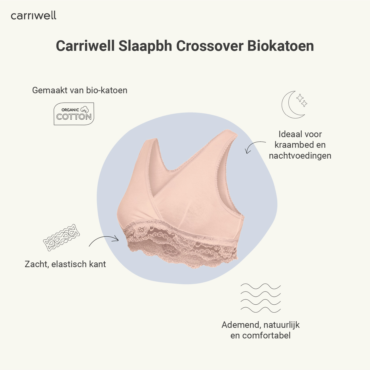 Carriwell Carriwell Slaapbh Crossover - Biokatoen - Beige