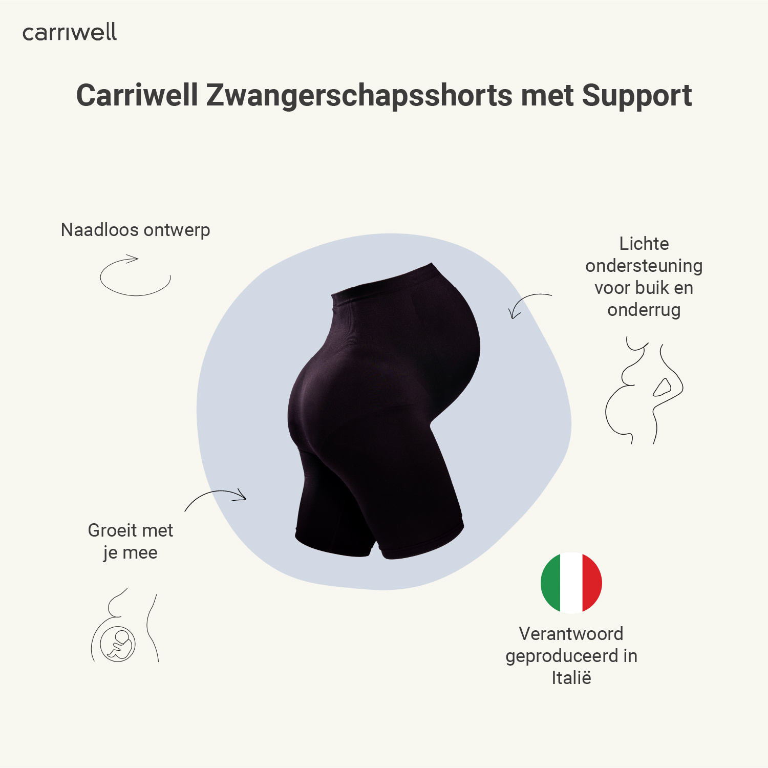 Carriwell Carriwell Zwangerschapsshort Zwart