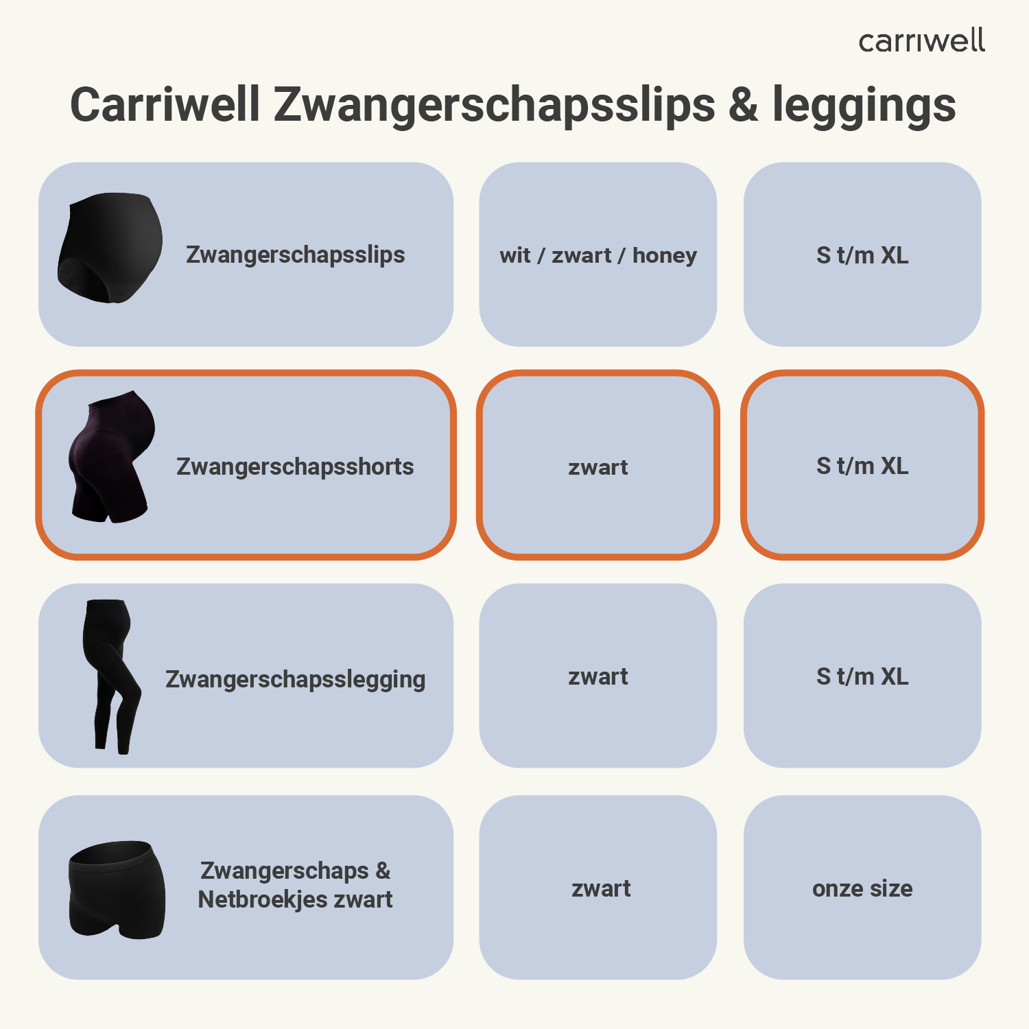 Carriwell Carriwell Zwangerschapsshort Zwart