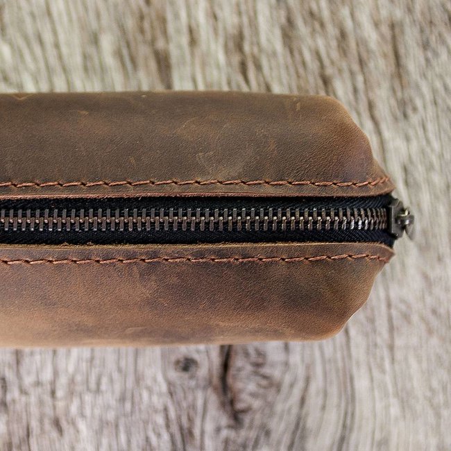 Federmäppchen aus Leder in braun, grün, grau oder rot