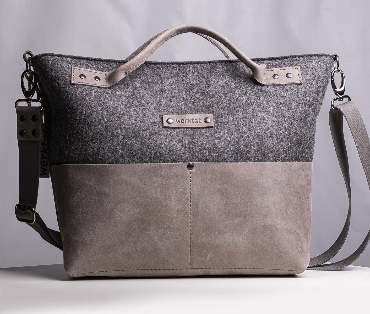 work satchel leather & felt, womens bag GROSSRAUMBUERO leather & felt bags cases sleeves