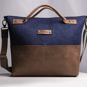 Office satchel bag of leather & felt