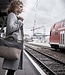 Office bag for over-the-shoulder wear, leather & felt