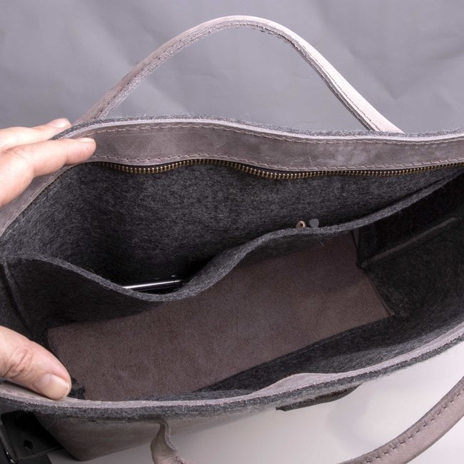 Office satchel bag of leather & felt