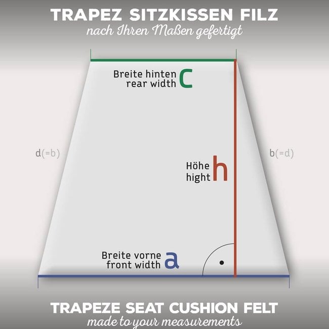 Trapeze seat cushion made to measure  – with padding