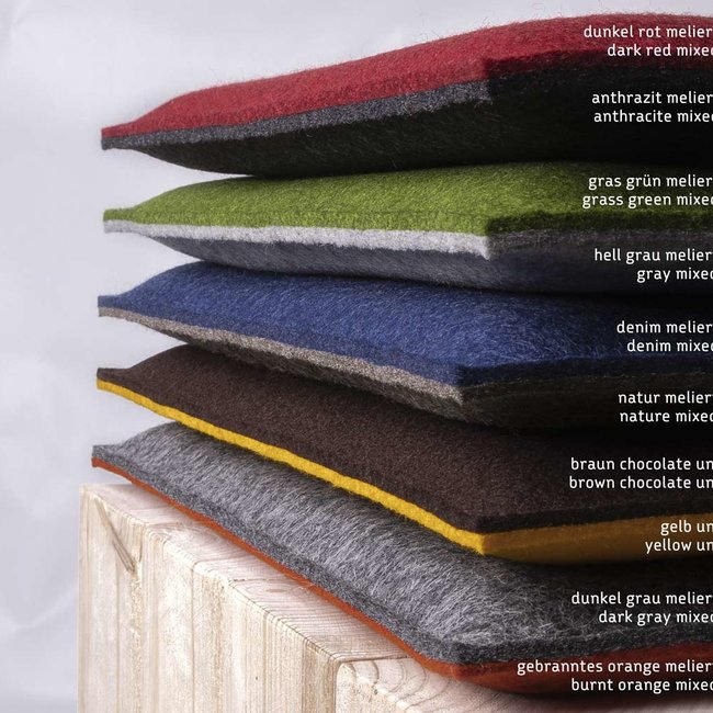 Filz Sitzkissen quadratisch gepolstert eckig – abgerundet, Stuhlkissen