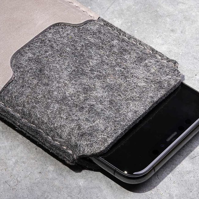 combined: felt & leather iPhone sleeve