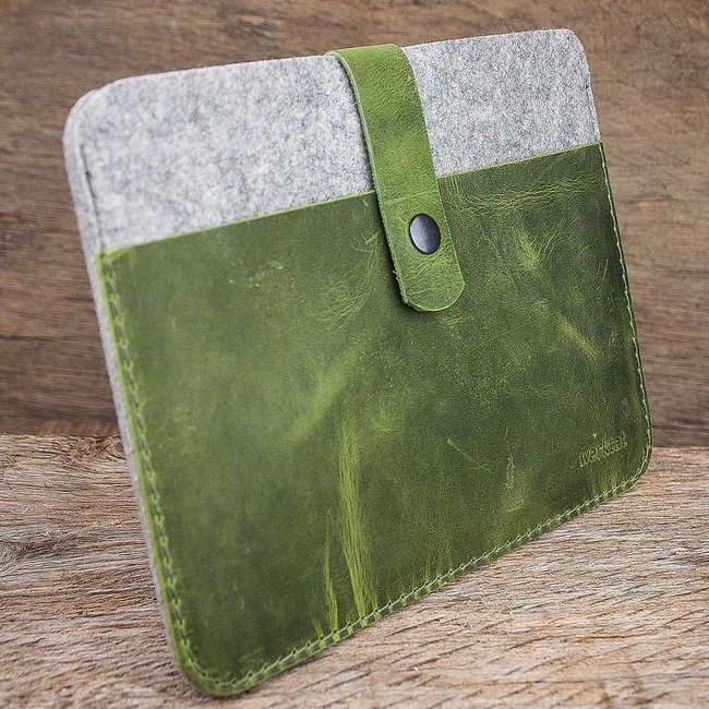 grüne Hülle für MacBook Pro,  Air 13" 14"  aus Leder & Filz