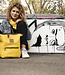 Leather backpack for women in yellow, black, or brown