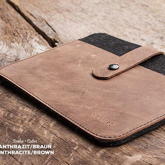 flat iPad case with leather compartment