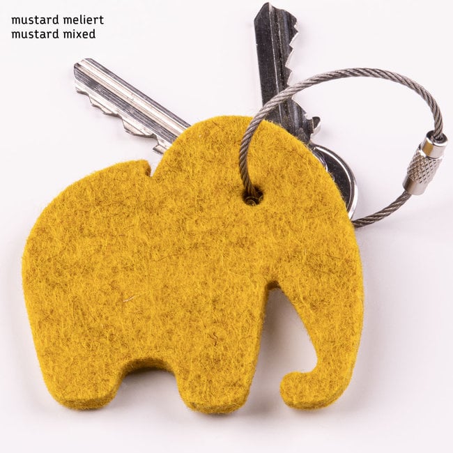 felt keychain elephant in blue, red, gray, yellow or green
