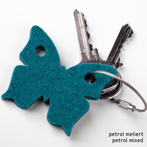 Butterfly keychain, animal motif in many felt colors
