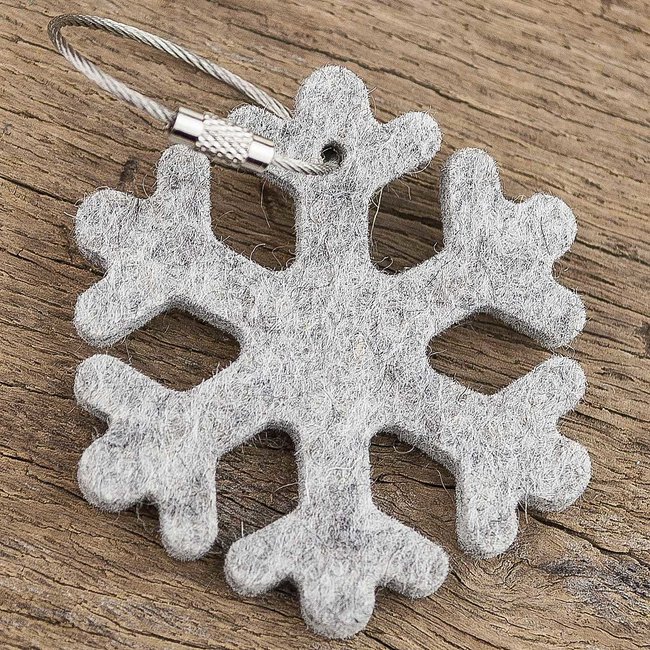 Schneeflocke Schlüsselanhänger aus Filz