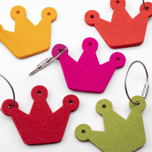 felt key chain crown, coronet, 100% virgin wool in 5 felt colors