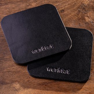 glasscoasters leather Set of 2