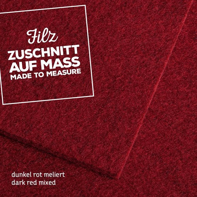rechteckig/quadratisch Zuschnitt Filz auf Maß, 5mm Wollfilz uni/meliert
