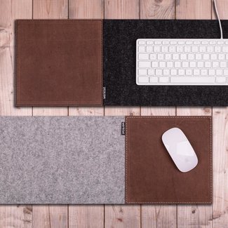 Tastaturunterlage Filz mit Leder Mousepad